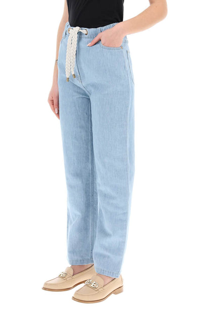 Drawstring Jeans In Light Denim  - Celeste