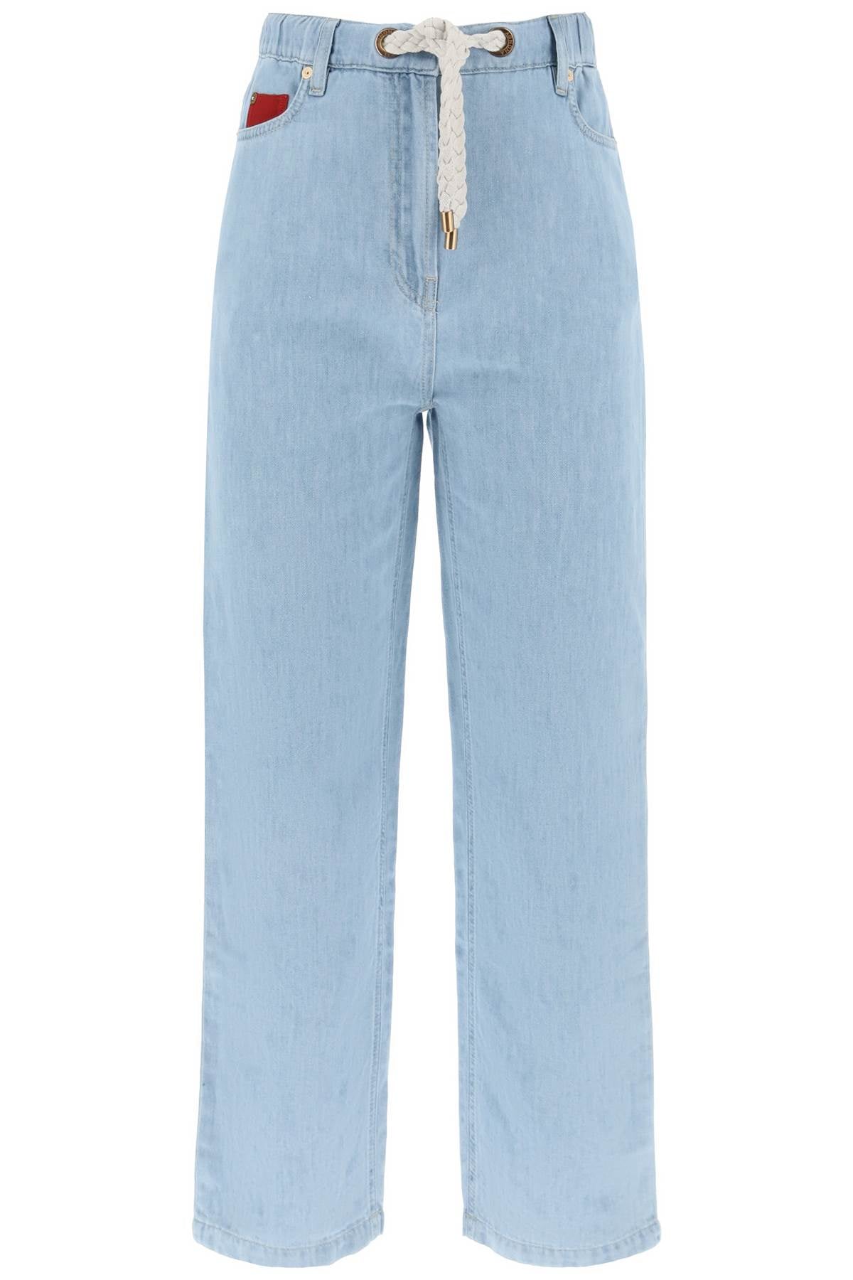 Drawstring Jeans In Light Denim  - Celeste