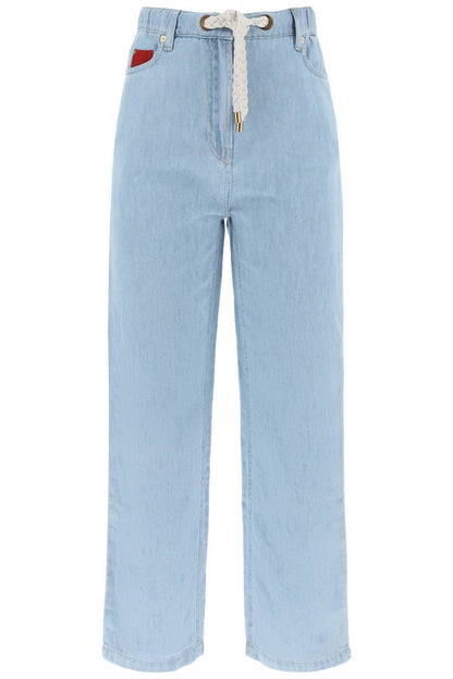 Drawstring Jeans In Light Denim  - Celeste