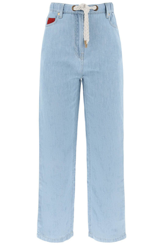 Drawstring Jeans In Light Denim  - Celeste