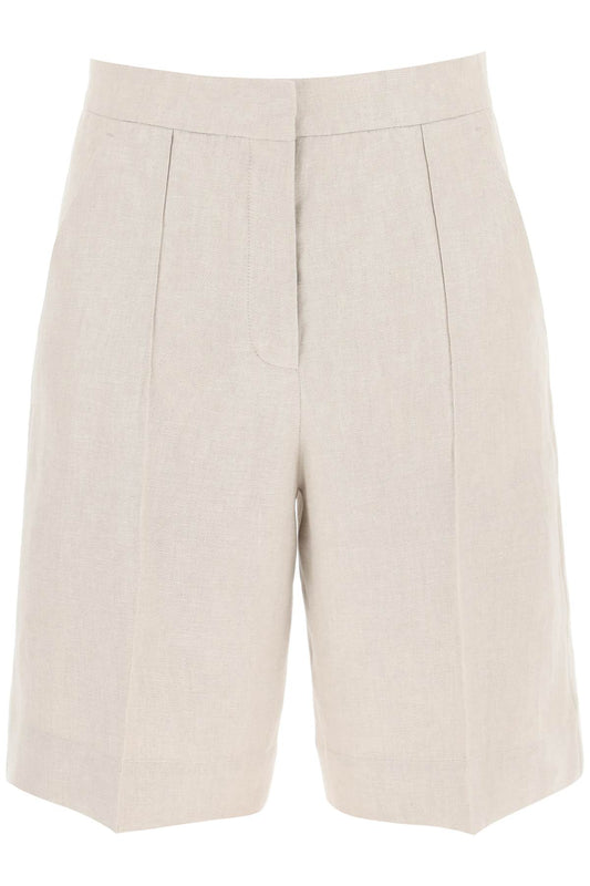 Linen Twill Shorts  - Beige