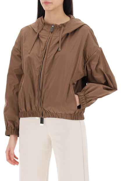 Technical Taffeta Hooded Jacket  - Brown