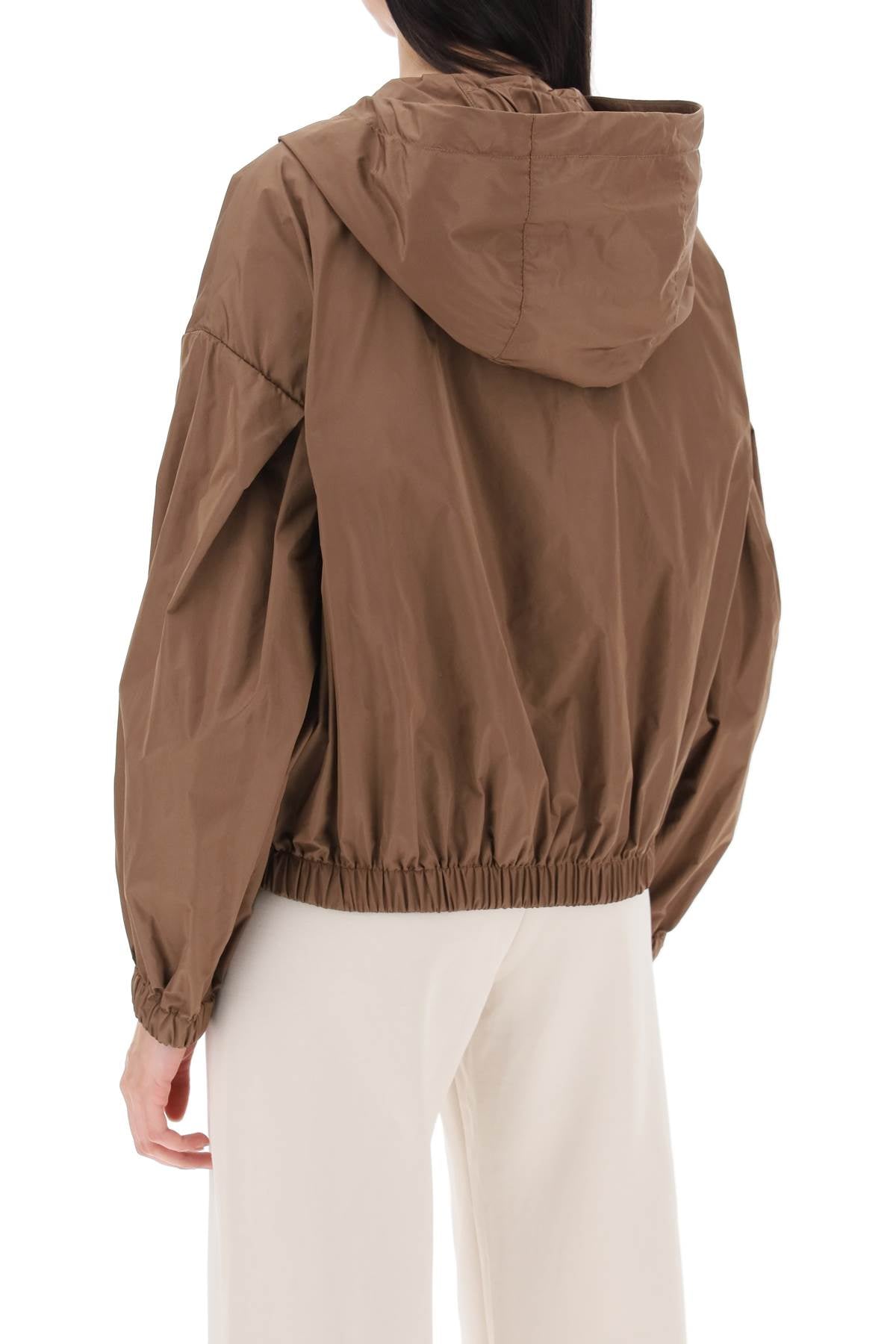 Technical Taffeta Hooded Jacket  - Brown