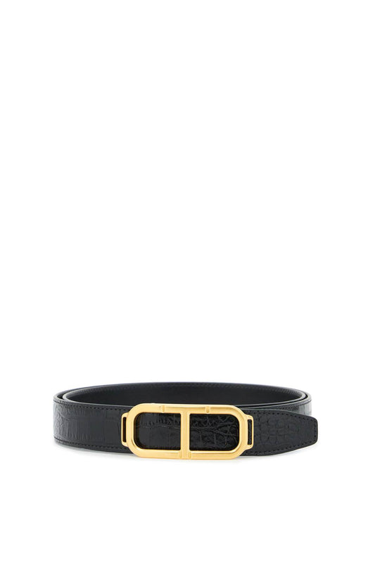 Reversible Belt With T Buckle  - Black