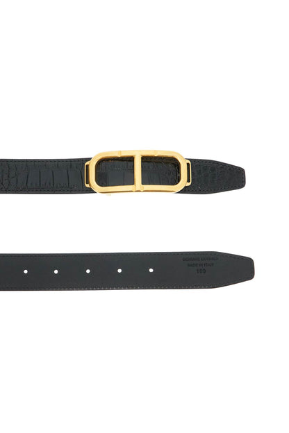 Reversible Belt With T Buckle  - Black