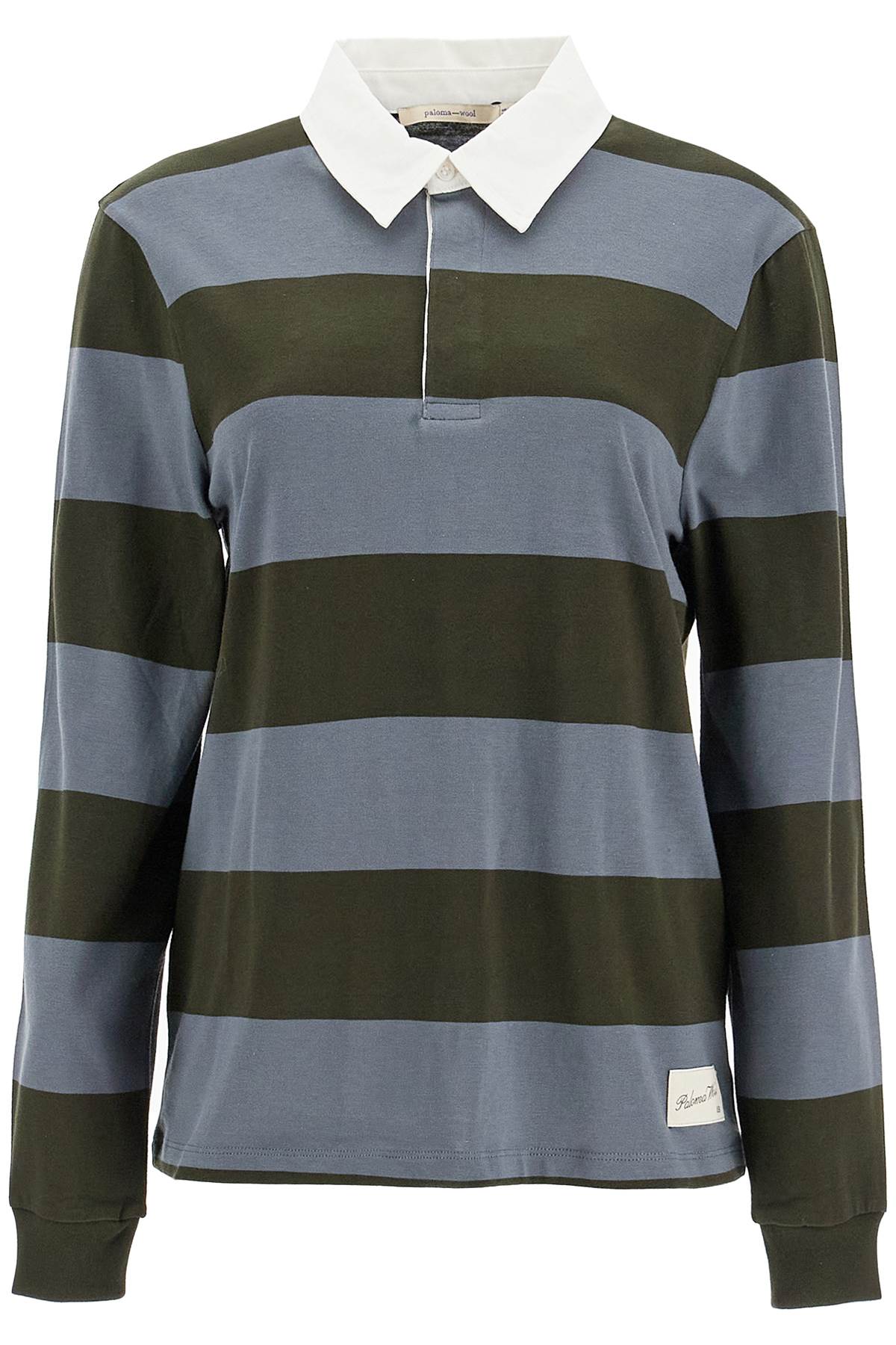 Long-sleeved Striped Polo Shirt For  - Khaki