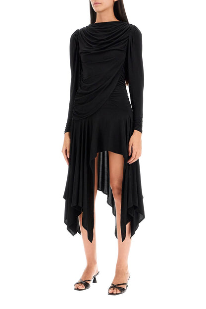 Melinda Draped Mini Dress  - Black