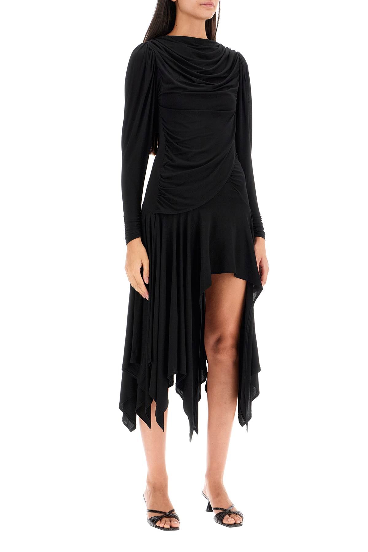 Melinda Draped Mini Dress  - Black