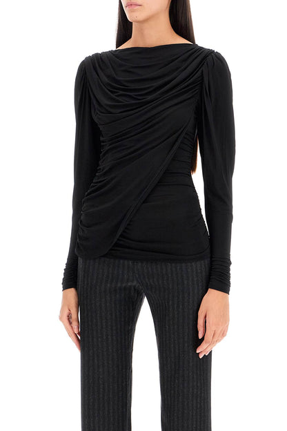 Drapped Blessy Top  - Black