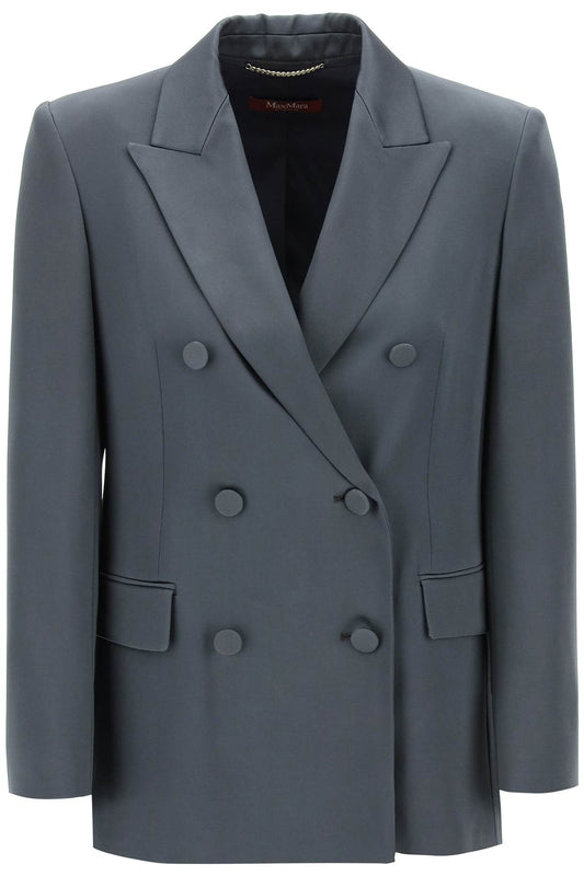 Teiera Satin Double-breasted Blazer  - Grey