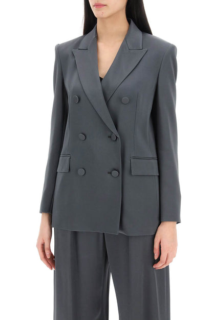 Teiera Satin Double-breasted Blazer  - Grey