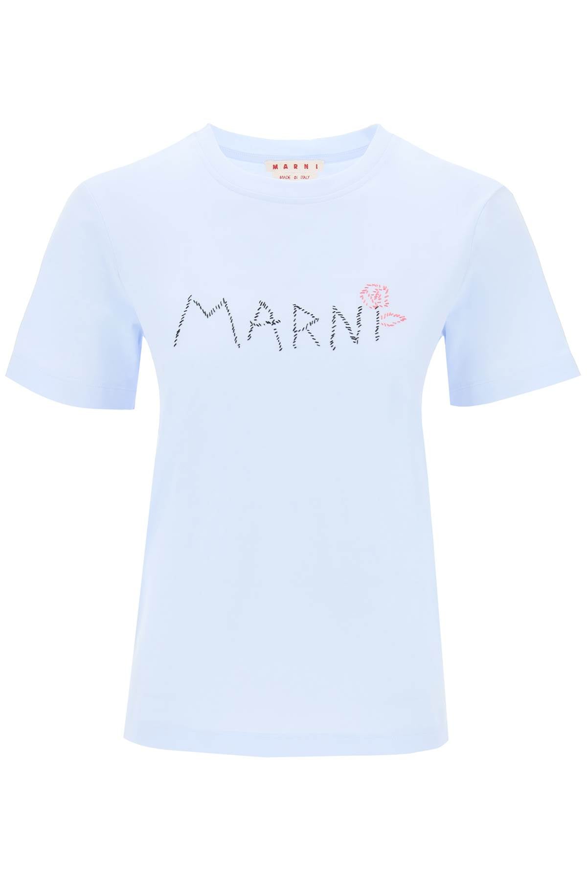 Hand-embroidered Logo T-shirt  - Light Blue