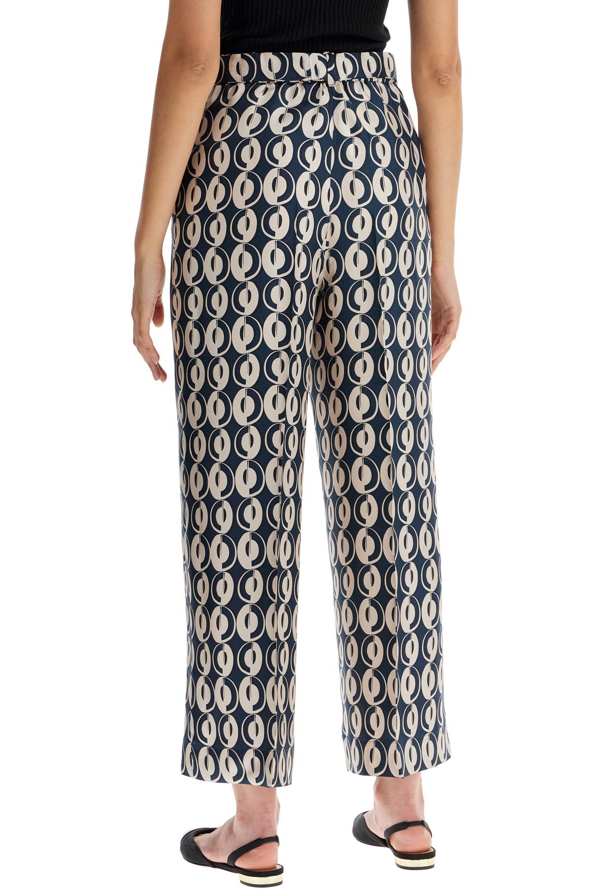 Timeb Cropped Pants In Printed Silk  - Blue