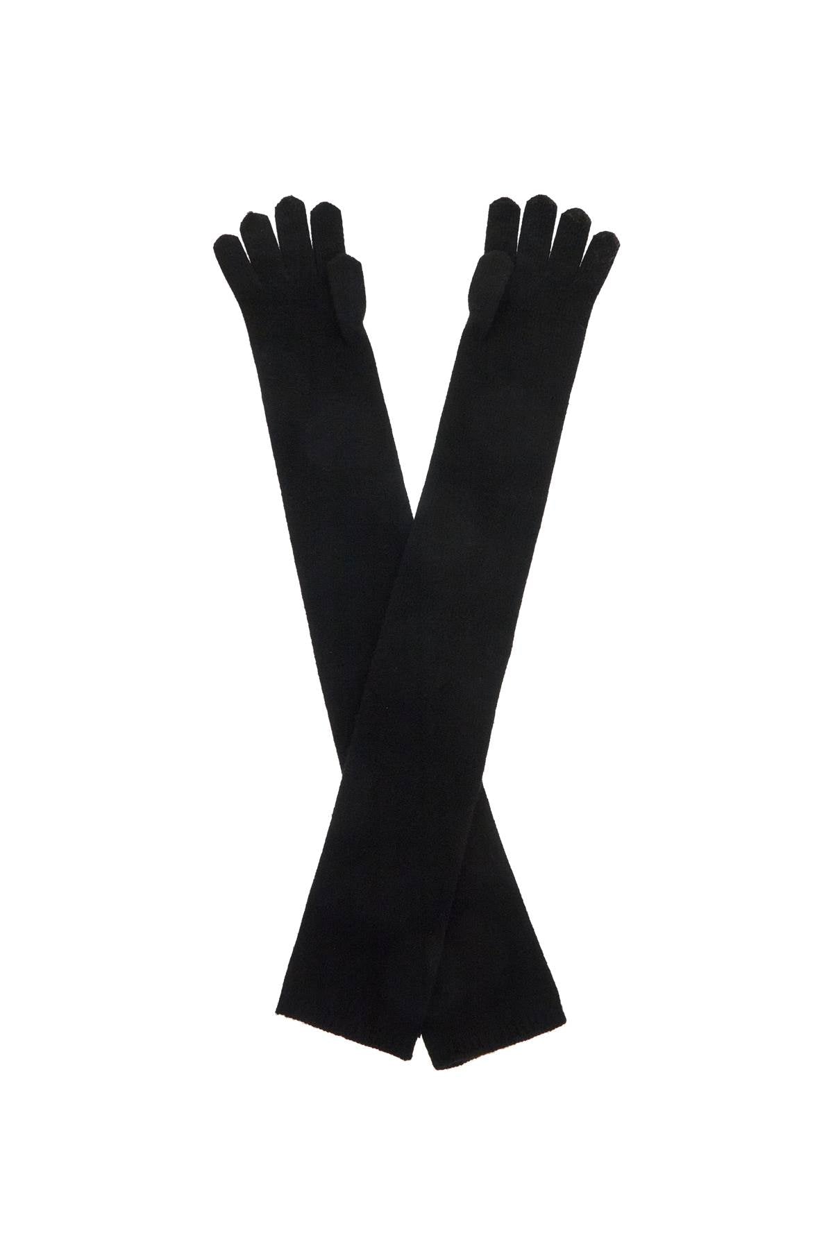 Long Cashmere Gloves For Women  - Black