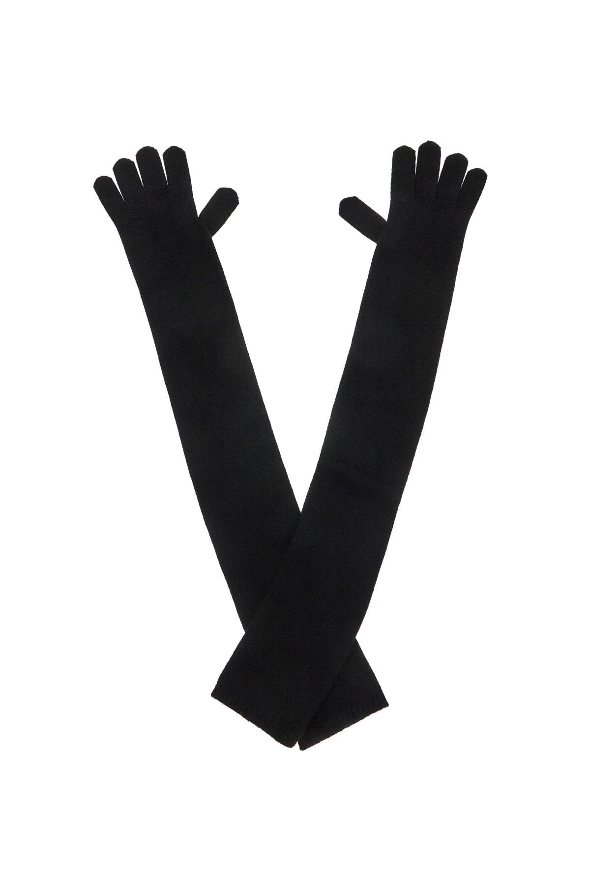 Long Cashmere Gloves For Women  - Black