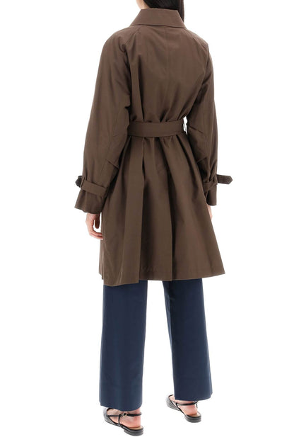 Double-breasted Midi Trench Coat  - Brown