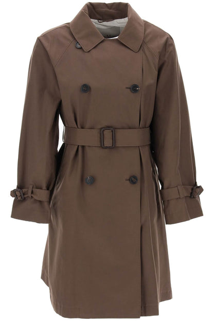 Double-breasted Midi Trench Coat  - Brown