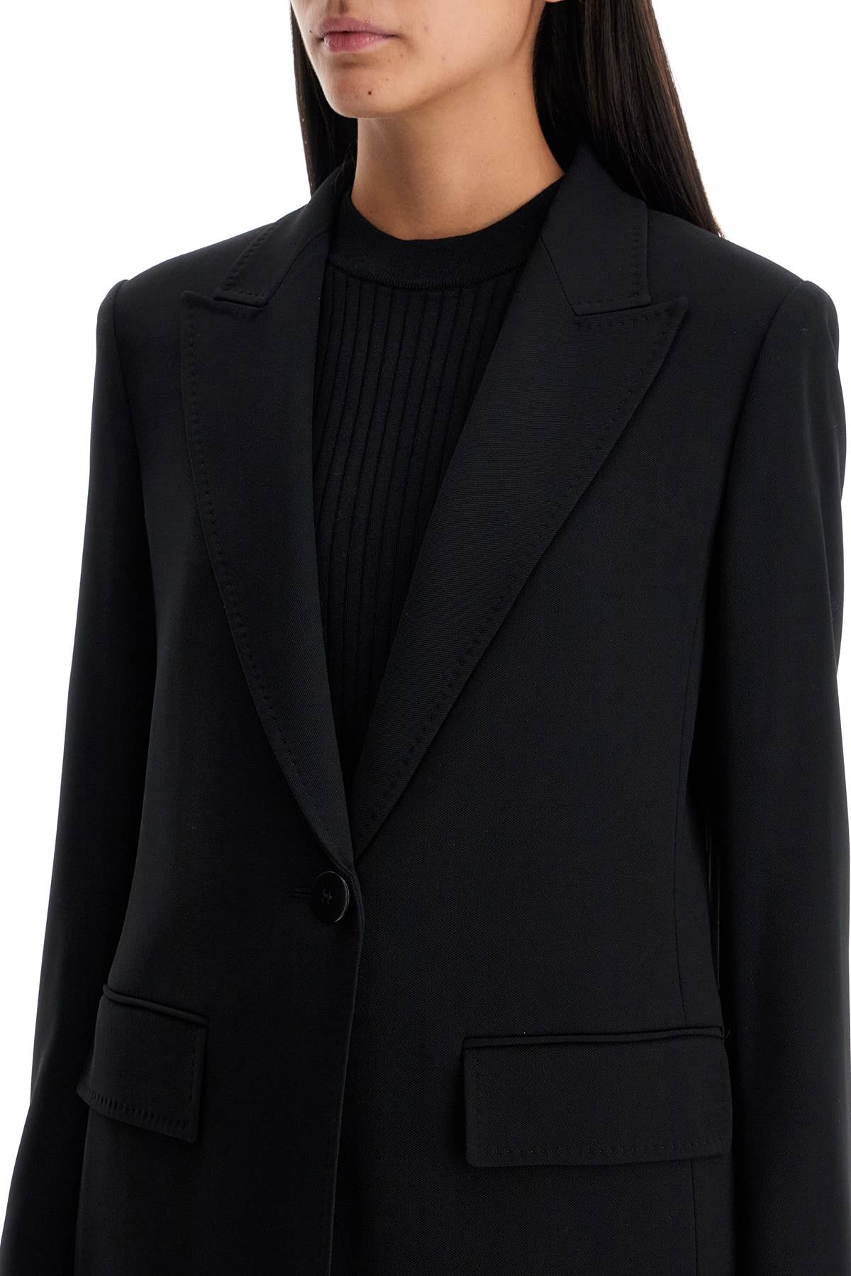 Wool Crepe Blazer With T  - Black