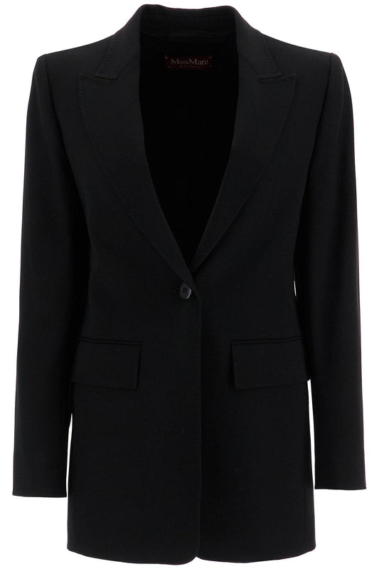 Wool Crepe Blazer With T  - Black