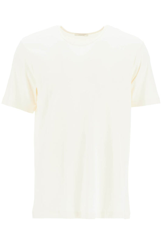 T-shirt With Wide Round Neck  - White