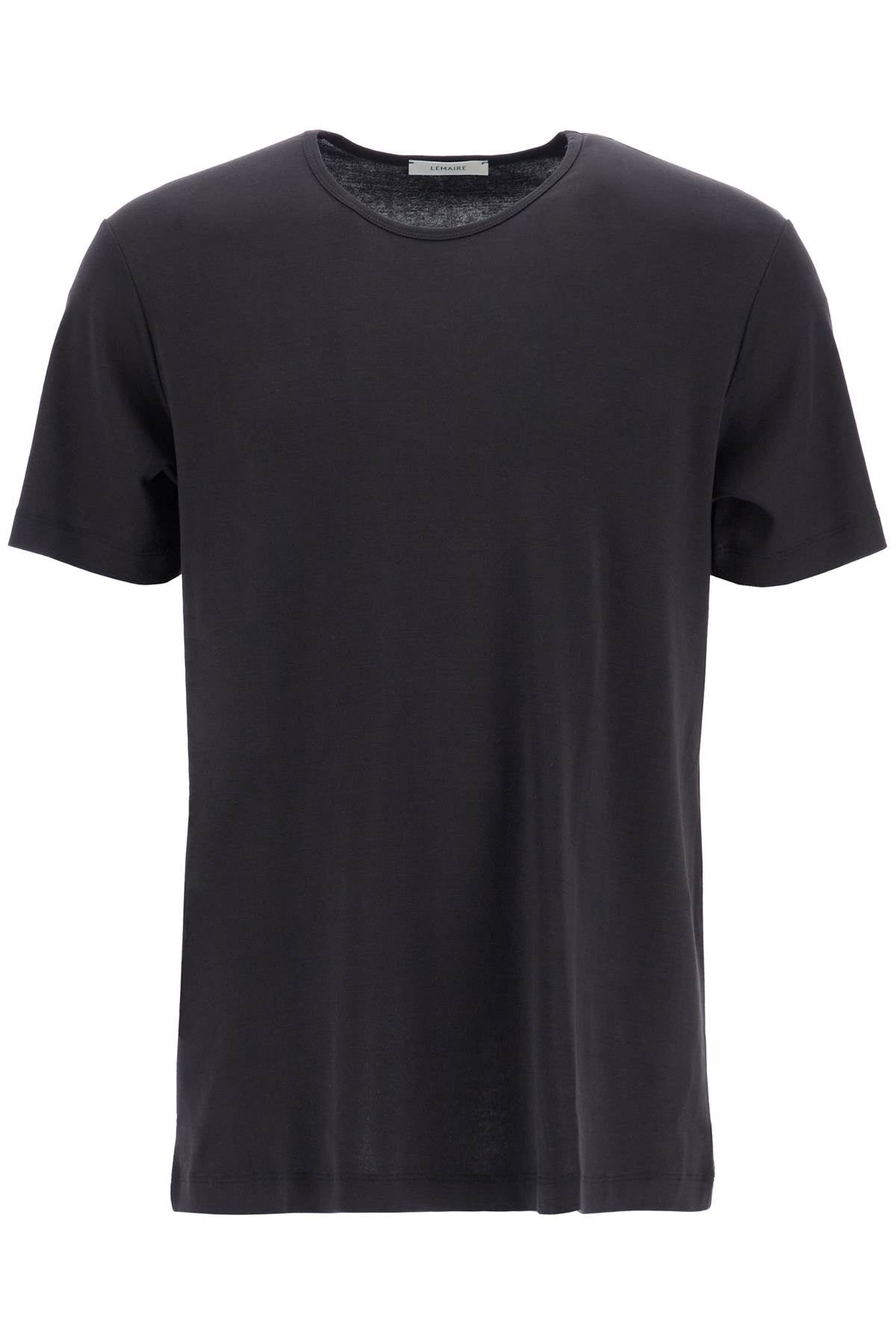 T-shirt With Wide Round Neck  - Black