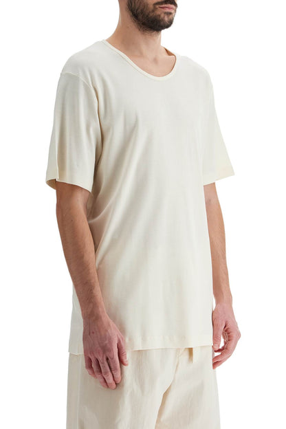 T-shirt With Wide Round Neck  - White