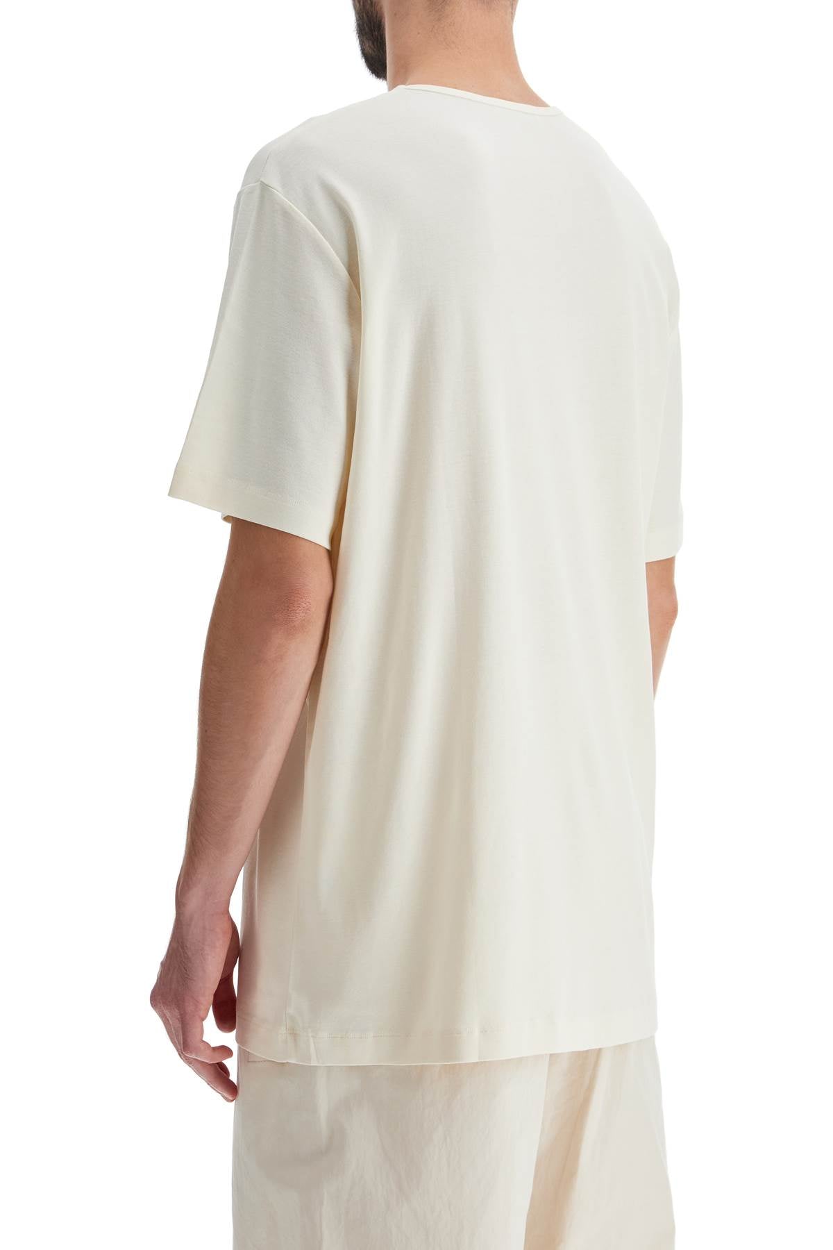 T-shirt With Wide Round Neck  - White