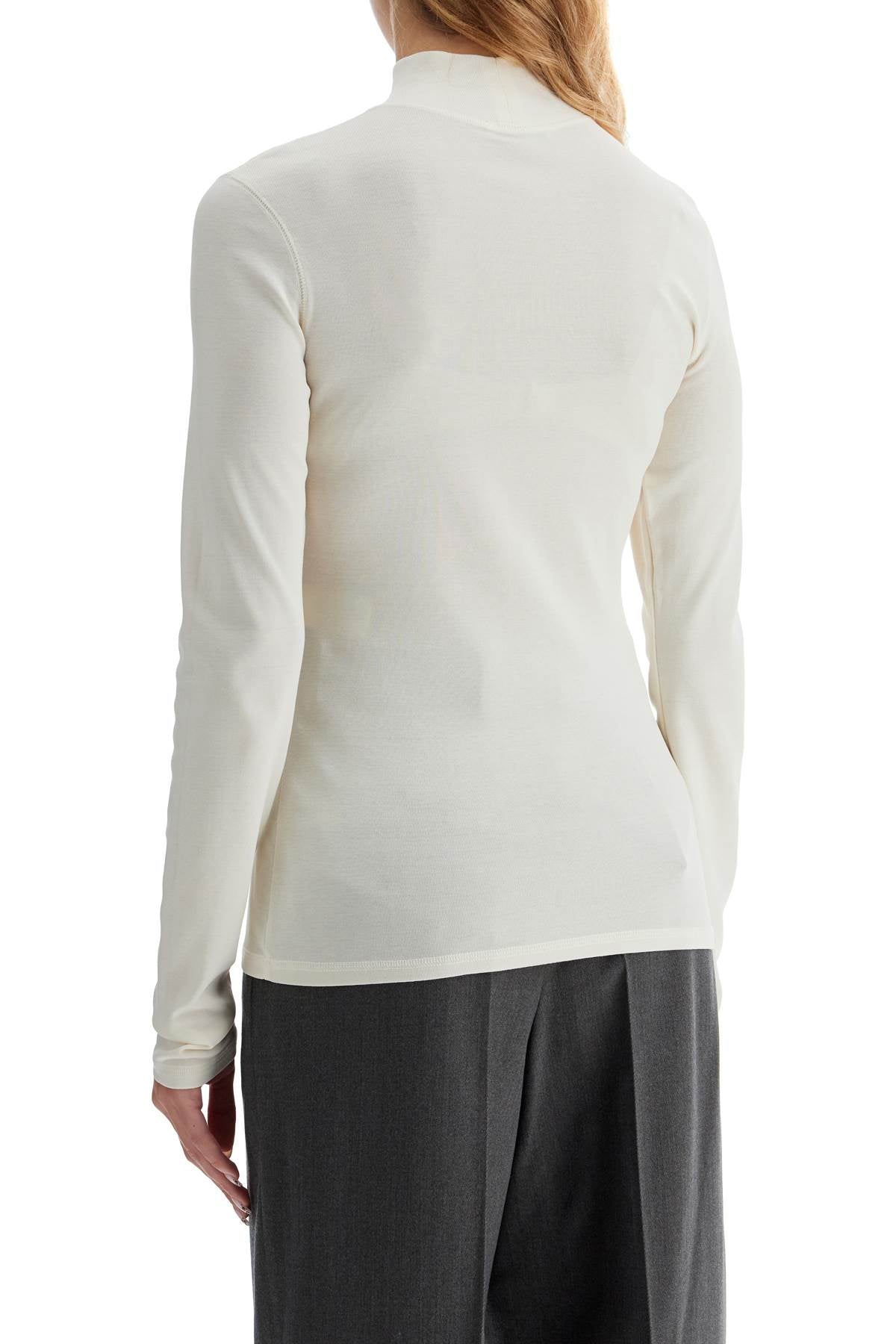 Lightweight Jersey Top With Turtle Neck  - White