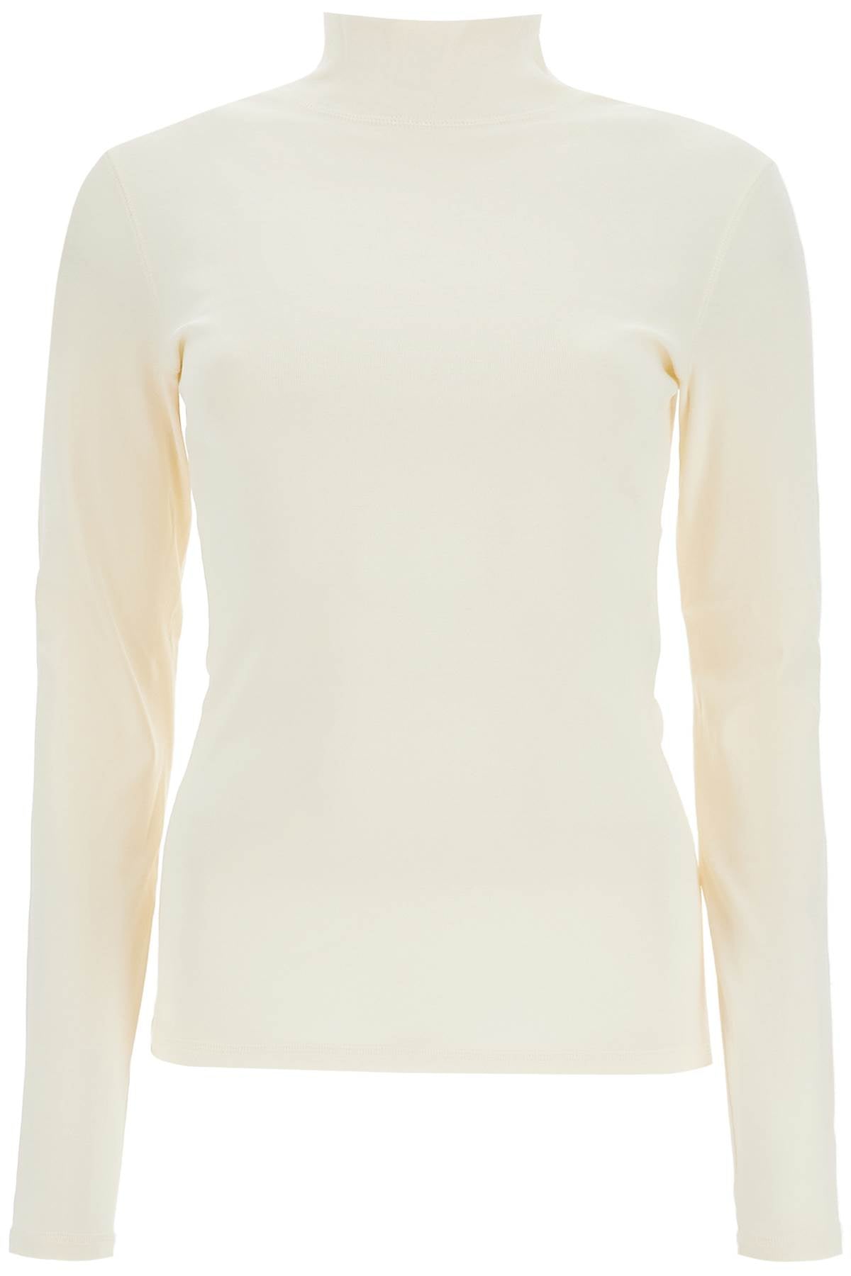 Lightweight Jersey Top With Turtle Neck  - White