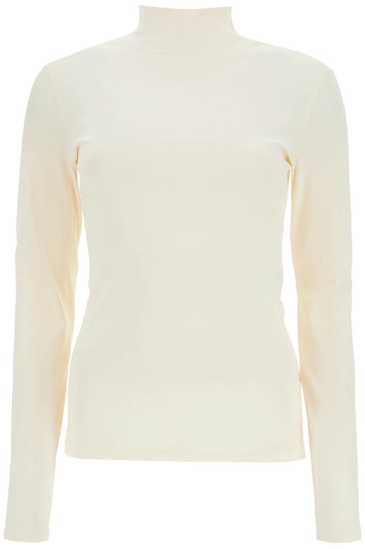 Lightweight Jersey Top With Turtle Neck  - White