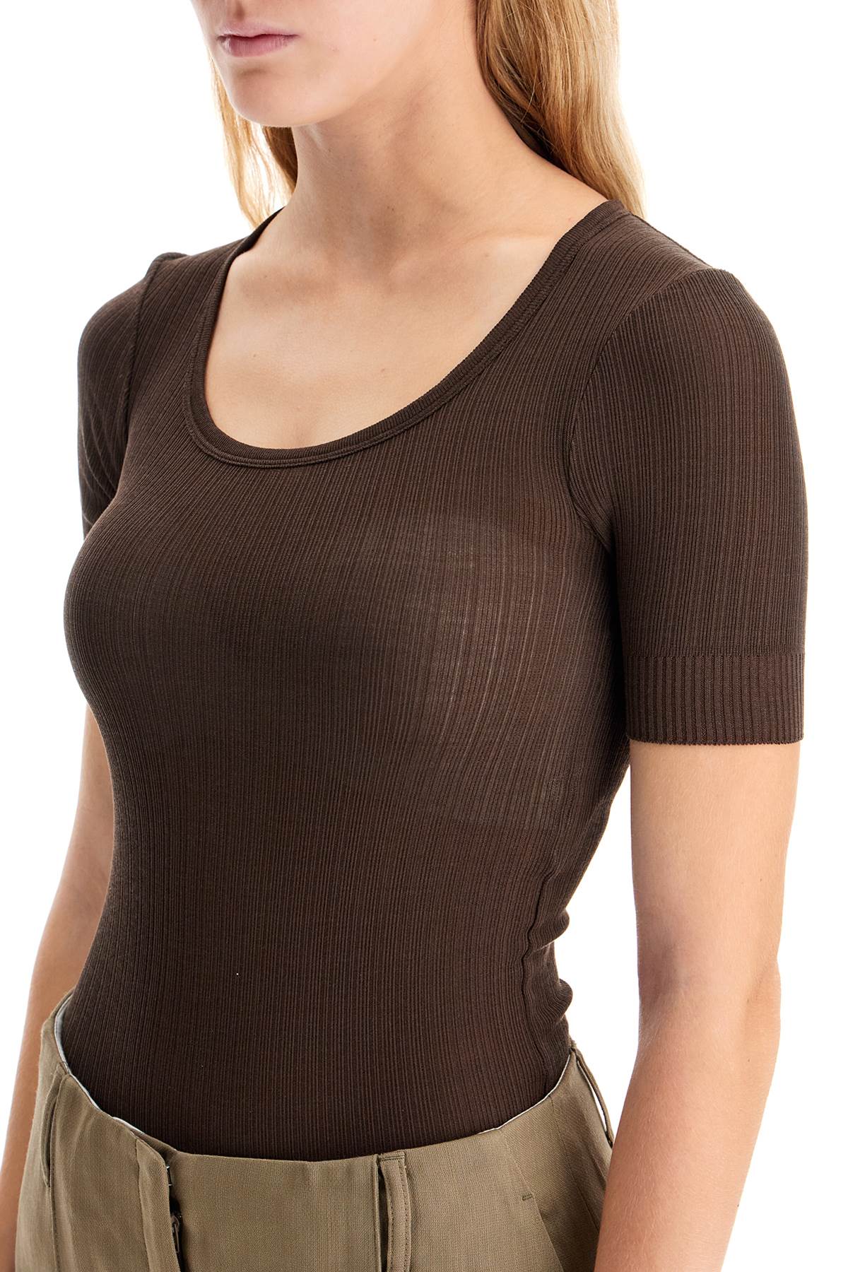 Short-sleeved Lightweight Knit Body For Men  - Brown