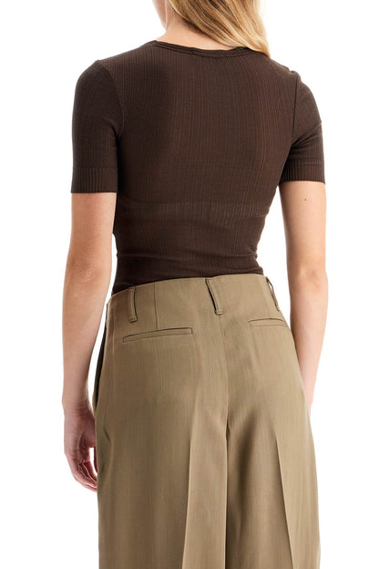 Short-sleeved Lightweight Knit Body For Men  - Brown