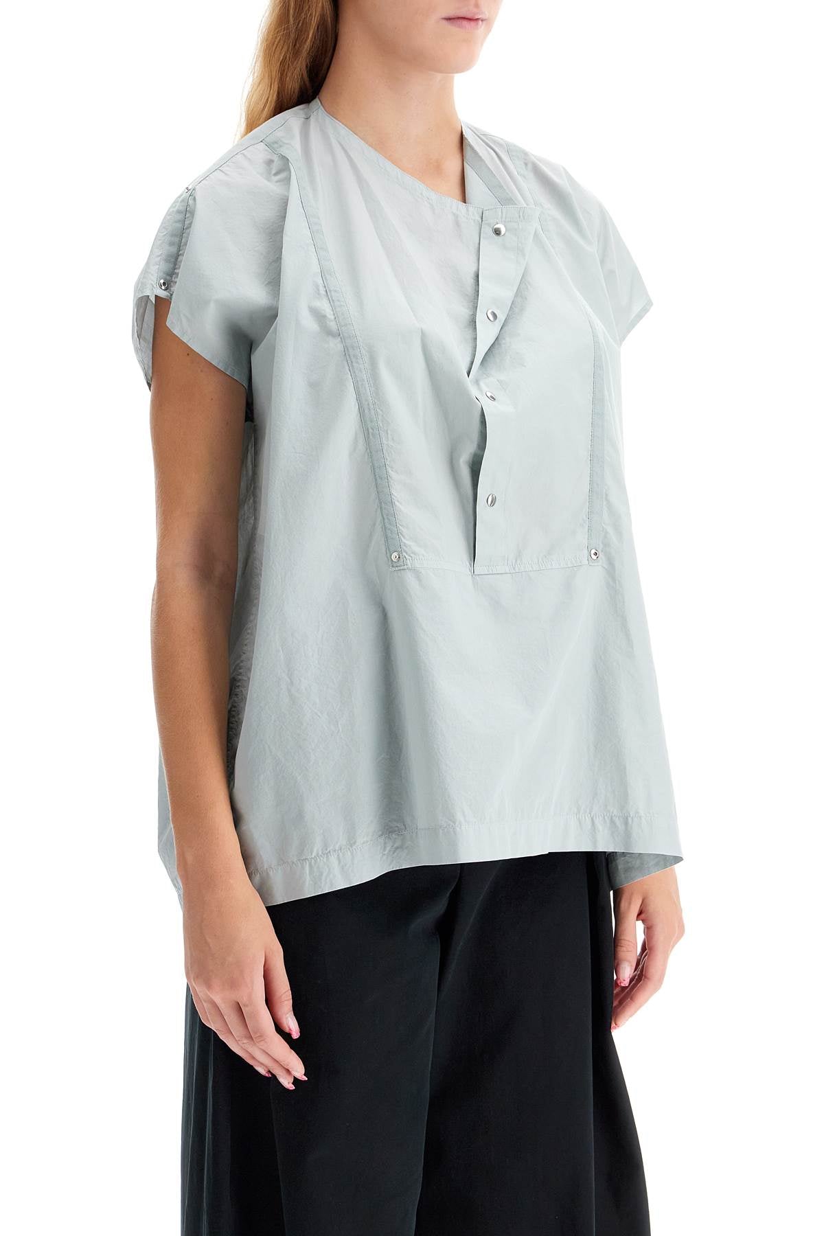 Blouse With Draped Neckline And  - Grey