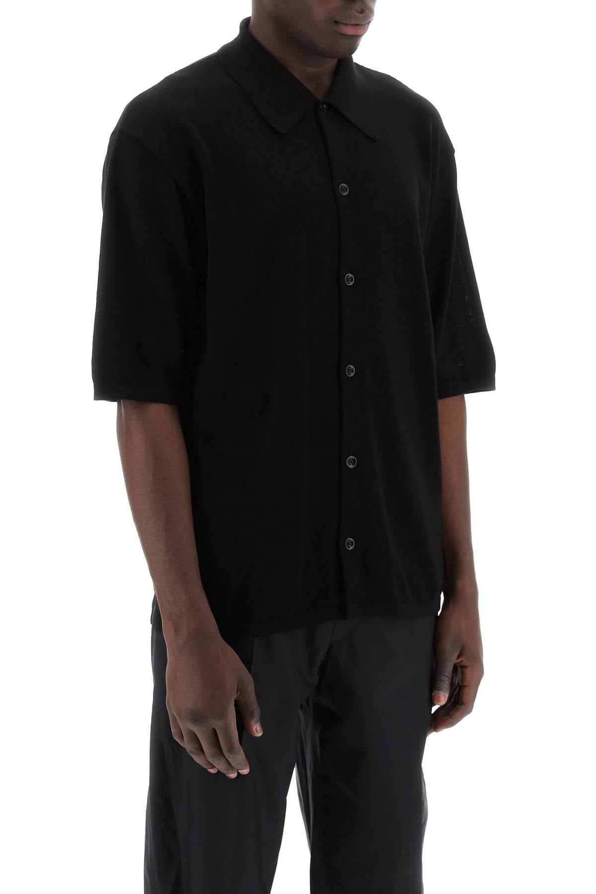 Short-sleeved Knit Shirt For  - Black