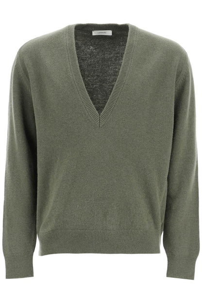 Deep V-neck Pullover Sweater  - Green