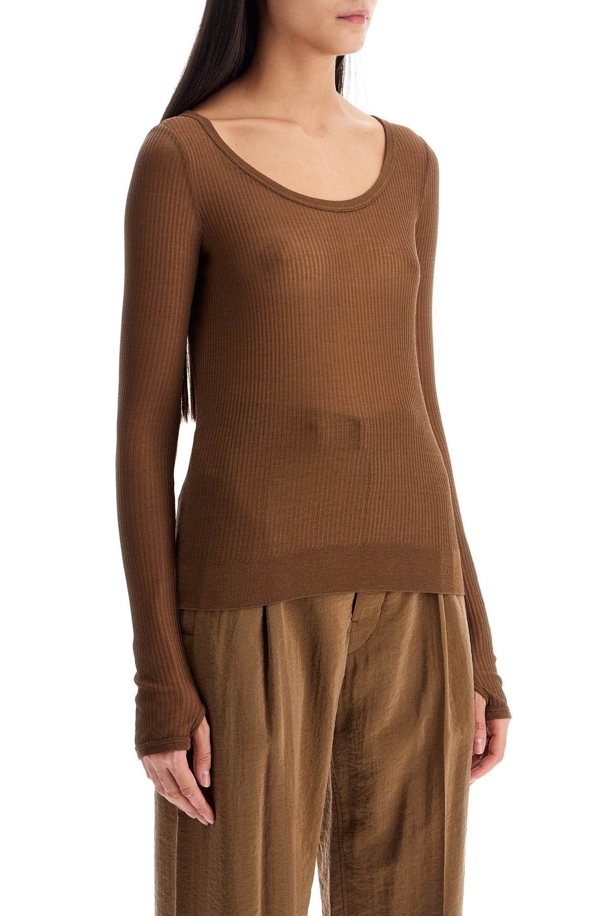 Seamless Long-sleeved Top  - Brown