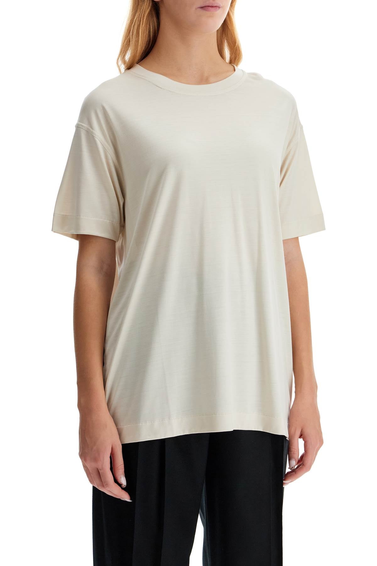 Silk Crewneck T-shirt  - Neutro