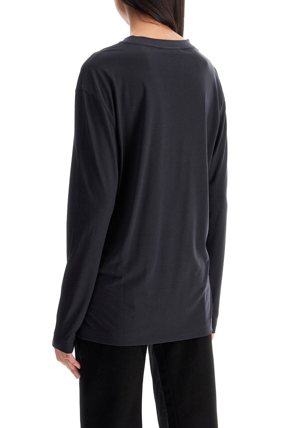 Long-sleeved Silk T-shirt For  - Grey