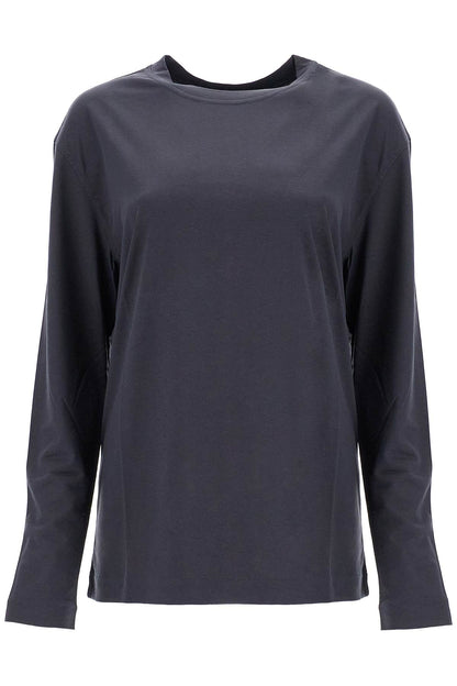 Long-sleeved Silk T-shirt For  - Grey