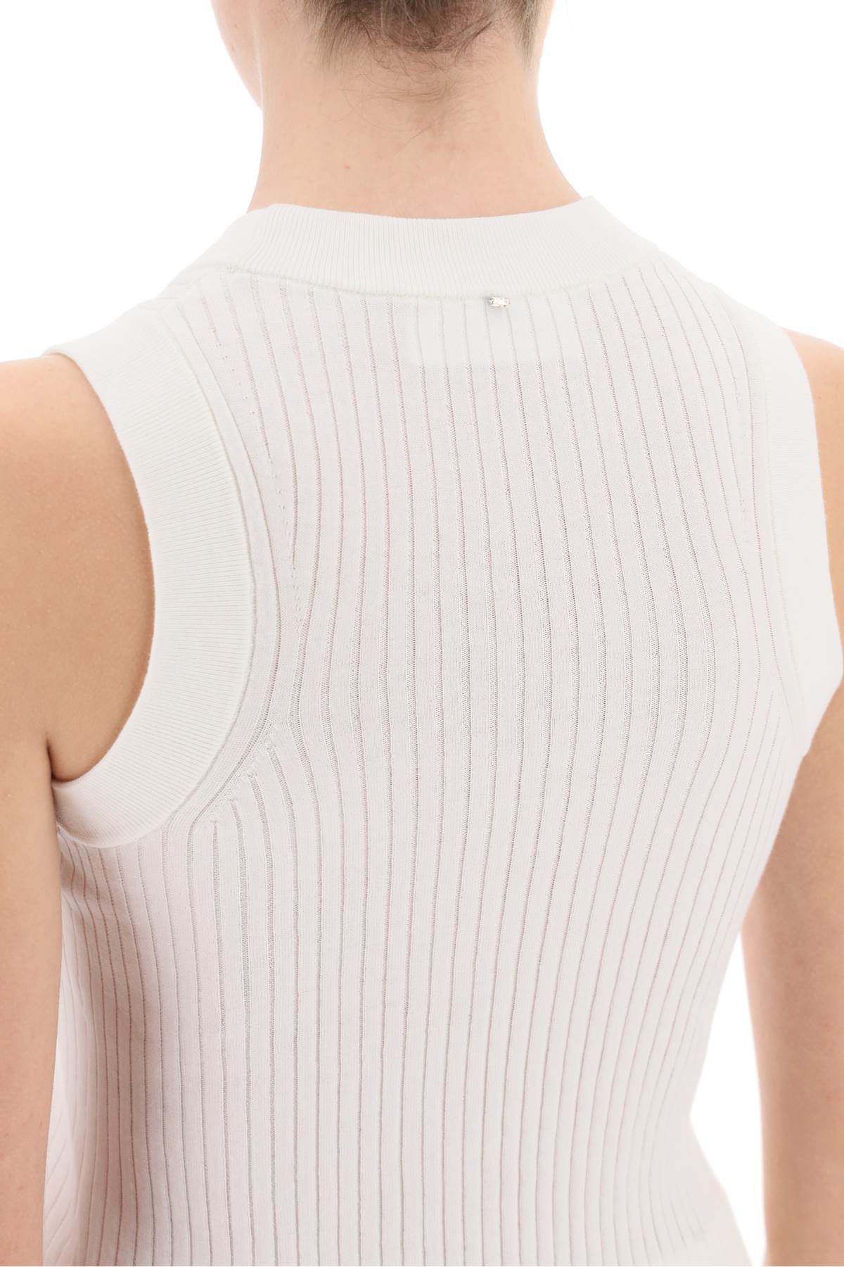 Sleeveless Ribbed Knit Top  - White