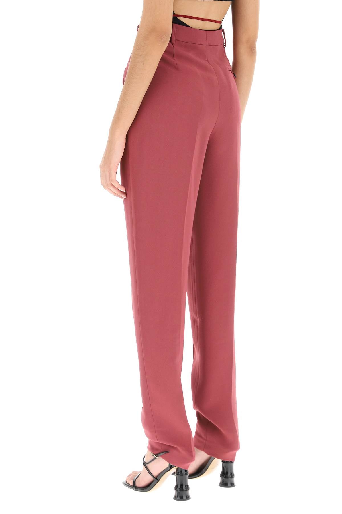 Viscose Pants With Straps  - Rosa