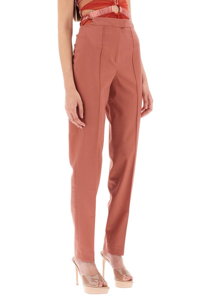 Cool Virgin Wool Pants With Heart-shaped Details  - Rosso