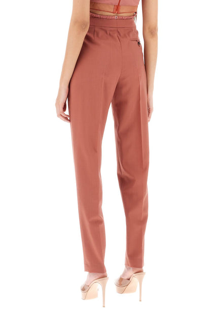 Cool Virgin Wool Pants With Heart-shaped Details  - Rosso