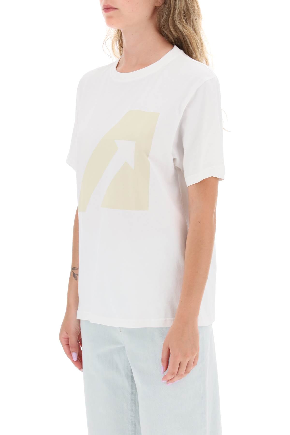 T-shirt With Logo Print  - Bianco