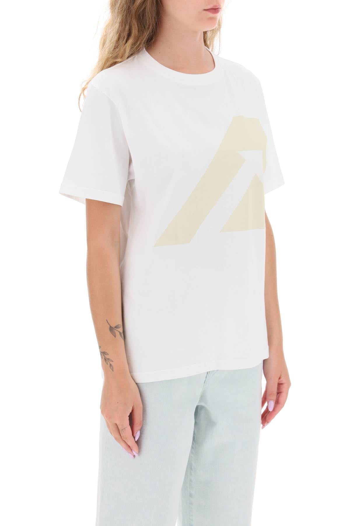 T-shirt With Logo Print  - Bianco