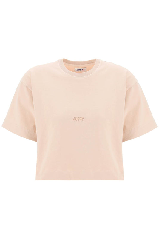 Boxy T-shirt With Debossed Logo  - Pink