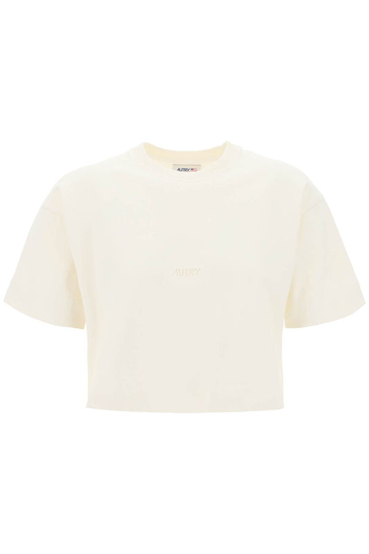 Boxy T-shirt With Debossed Logo  - White