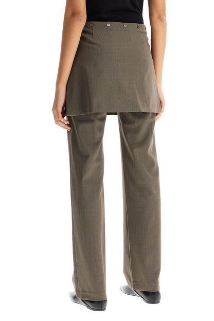 Lander Pants With Overlapping Skirt Overlay  - Beige