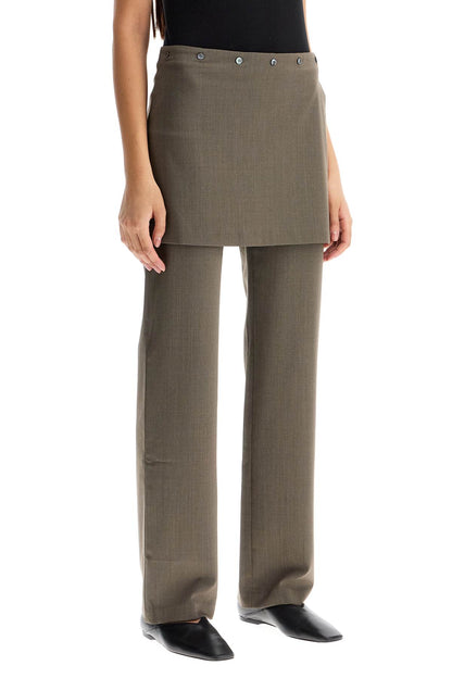 Lander Pants With Overlapping Skirt Overlay  - Beige