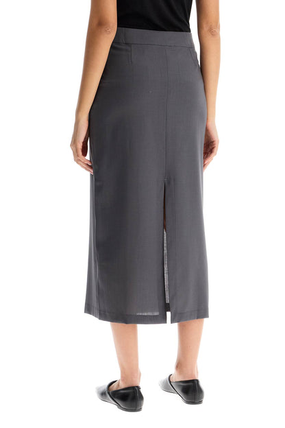 Midi Skirt With Zipper  - Grey